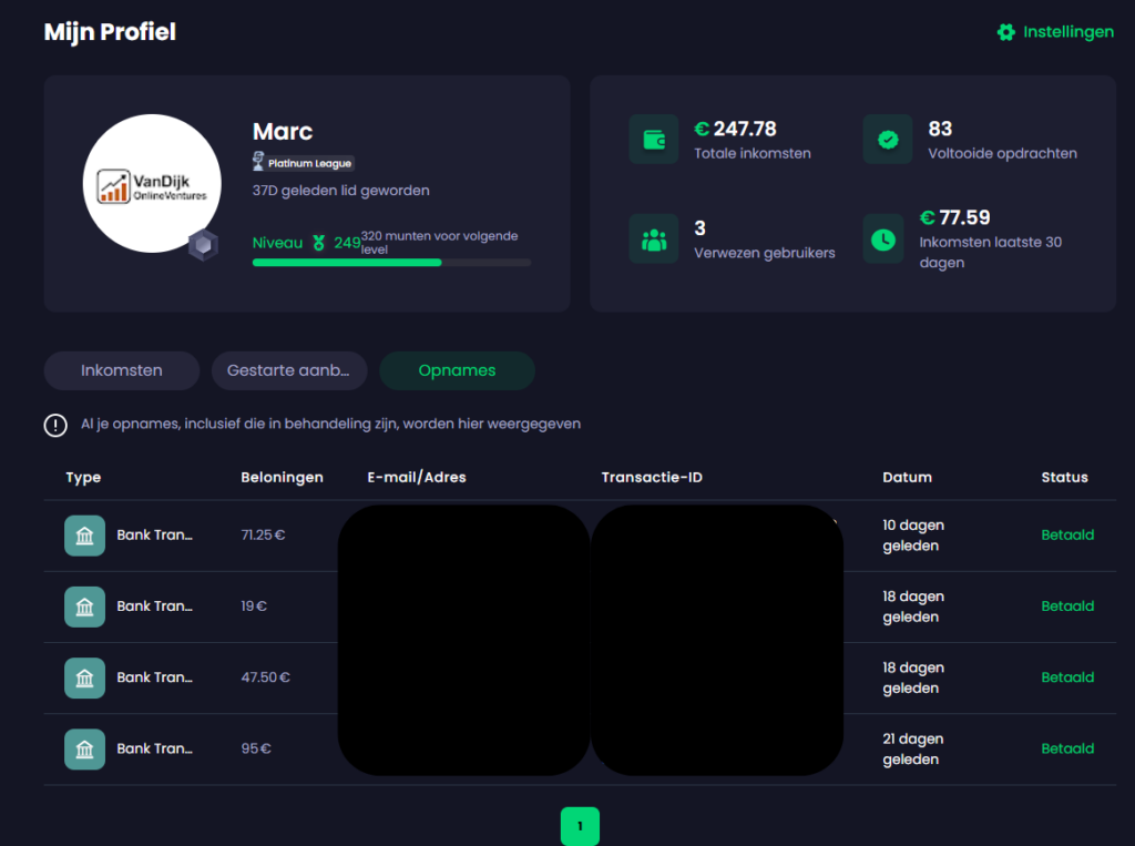 Freecash review: overzicht van uitbetalingen van de app als bewijs van betrouwbaarheid