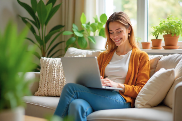 vrouw die kijkt naar reviews en vergelijkingen